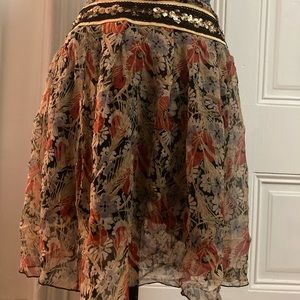 Early 2000s boho sequin floral Free People Skirt ax 10